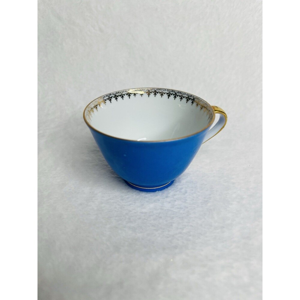 Blue And Gold Porcelain Demitasse Cup Czecho-Slovakia JLB&S Gold Handle